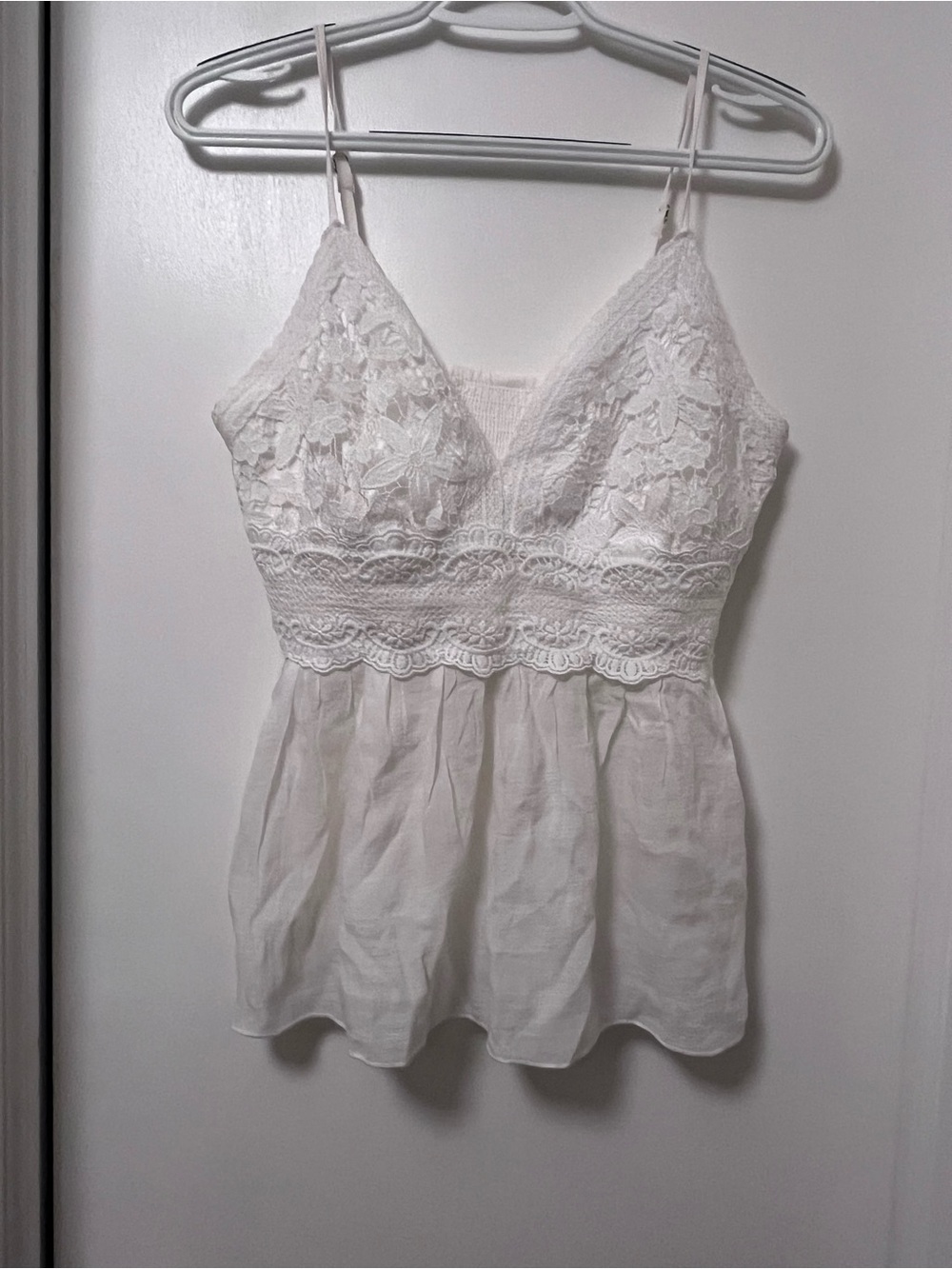 White Lace Bodice Spaghetti Strap Top